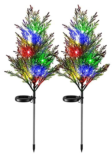 ACAREY Solarlampen Für Außen 2 Stück Solar Kiefernbaum Lichter Gartendeko für Draußen Weihnachtsschmuck Solarlampe Solarleuchten für Garten, Terrasse, Weihnachtsdeko, Hochzeiten, Wasserdicht IP65