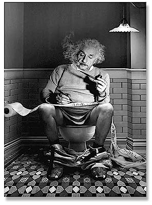 Einstein sitzt auf der Toilette und liest Zeitung Poster schwarz weiß Leinwand Malerei Wand Kunst Bilder for Wohnzimmer Home Decor (Color : A, Size : 30x40cm No Frame)