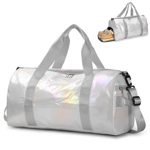 ZIOSINM Sporttasche Damen Fitnessstudio Klein Wasserdicht Sporttasche mit Schuhfach und Nassfach Weekender Reisetasche Gym Bag Damen Mädchen (Weiß)