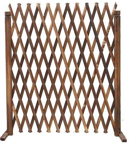 GONCBKVN Erweiterbarer Holzzaun, Freistehender Gartengitterzaun aus Holz, Zaun-Paneel-Trennwand Dekorative, für Innen Außen Garten Hof (Color : Natural, Size : 120x160cm)
