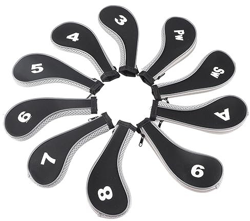 10 Stück Golf Head Covers wasserdichte Golf Club Iron Head Covers Putter Set Schutzhülle Golf Zubehör Schützt Golfschläger vor Kerben(grau)