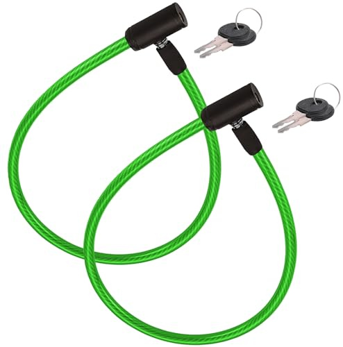 Lucchetto bici 2 pezzi rinforzato di cavo 60 cm Acciaio resistente con sistema di chiusura a chiave Sicurezza avanzata Durevole e facile da usare (Verde)