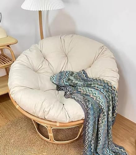 ZOKT Papasansessel Kissen Sitzauflage, Rundes Stuhlkissen Wasserdicht, Papasan Sitzkissen, Polster Sitzpolster für Schwenksessel, Hängesessel für Garten Gartenmöbel Stuhlauflage, Beige, 110 x 110 cm