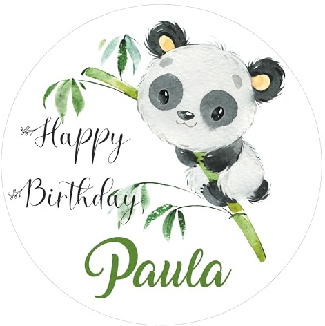 Tortenaufleger Muffin Aufleger Panda personalisiert mit Text zum Geburtstag - Fondant, Oblate oder Dekorpapier Plus