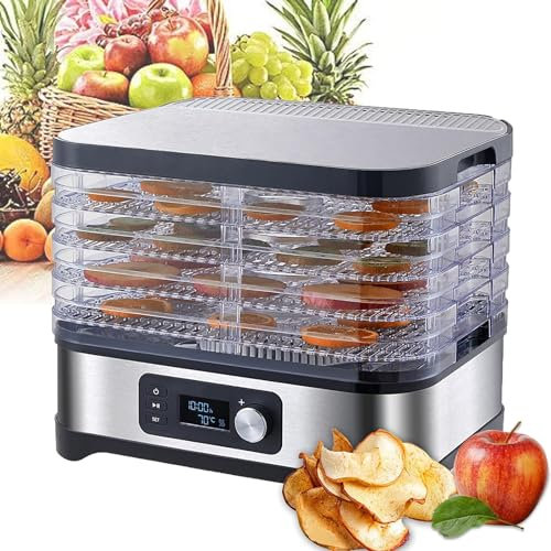 Déshydrateur Alimentaire À 5 Plateaux, Minuterie Réglable Sur 24 Heures/Contrôle De La Température De 35 À 70 °C/Circulation D'Air Chaud À 360 °, Pour Fruits, Légumes, Collations, Fleurs Séchées