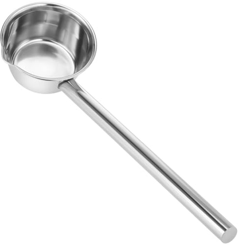 PRETYZOOM 14‘’ Long Handle Stainless Steel Water Ladle with Pour Spout Soup Scoop, Large Metal Garden Watering Spoon for Kitchen, Cooking Japanese Bathing Dipper Heavy Duty