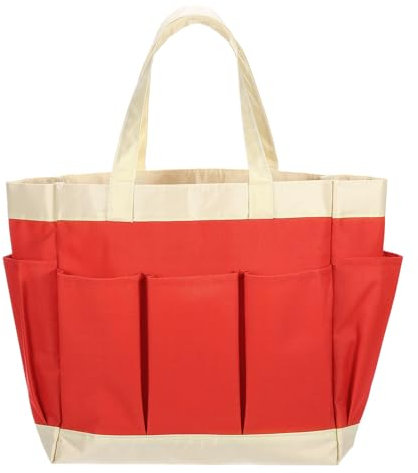 QUARKZMAN Sac à Outils de Jardin 11,22 x 5,12 x 11,02 Grand Sac en Oxford avec Poches Sac Fourre-Tout de Jardinage Organisateur d'Outils de Jardinage Porte-Outils, Orange-Rouge