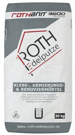 Roth Mortier adhésif et d'armature pour plâtre précieux, blanc naturel et gris léger, sac de 30 kg