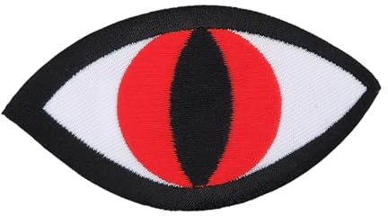 Auge Rot Aufnäher zum aufbügeln oder aufnähen Bügelbild Aufbügler für Kleidung gestickter Bügelpatch Applikation Patch Größe 7,5 x 4,0 cm