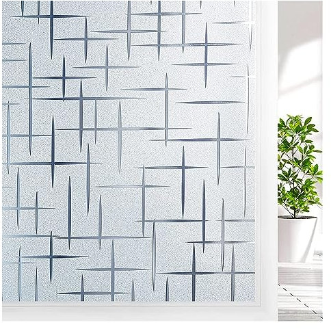 Fensterfolie 3D-Fensterfolie, mattiert, Sichtschutz, Vinylglas, statisch haftend, Nicht klebend, matt, Buntglas-Fensteraufkleber for Zuhause Folie für Fenster(30x100 cm)