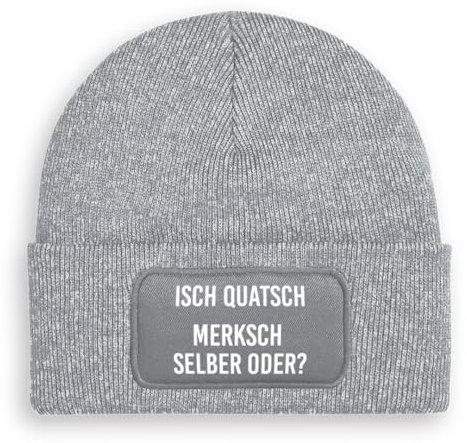 Prozente Momente Merksch selber oder? - Beanie | Strickmütze | Wollmütze | Beanie mit Druck | lustige Sprüche | Apres-Ski | Winter | Grau meliert
