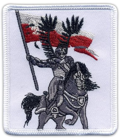Patchion Polen/Polnische Husaren Ritter & Pferd – schwarzer Klettverschluss kompatibel mit Klettverschluss – bestickter Aufnäher/Abzeichen/Emblem