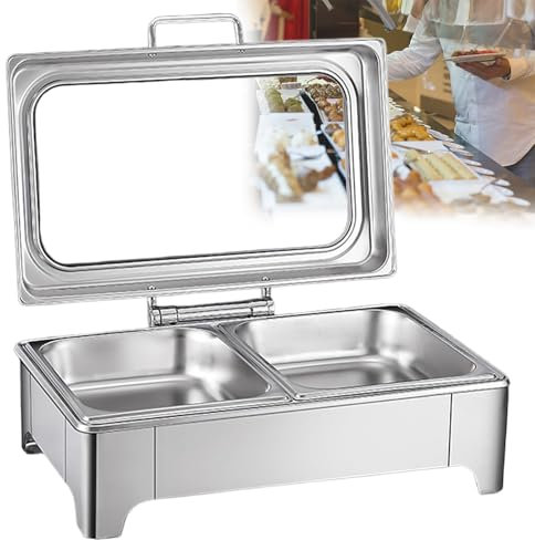 GESAIDES 9 L Electric Chafing Dish Buffet Set, Electric Chafer, Stainless Steel Chafing Dish for Buffet, Chafers and Buffet Warmers Sets, Buffet Servers and Food Warmers for Catering,B