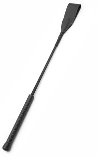 18 inch Black Leather Riding Crop Training Costume Whip for Halloween and Horse Riding Sport