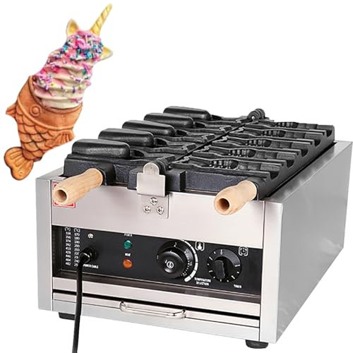 Dfdieratve Taiyaki Fish Waffle Maker 1400W/3000W Commercial Taiyaki Fish-Shaped Mold Baker Electric Nonstick Waffle Maker Machine for Family, Restaurants, Food Stores,Style3