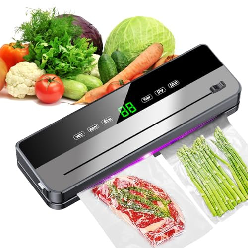 Envasadora al Vacío: Envasadora al Vacio Domestica con un Cutter Incorporado 6 Funciones para Alimentos Secos y Húmedos, Embasadoras Vacio Alimentos con 10 bolsas al vacío