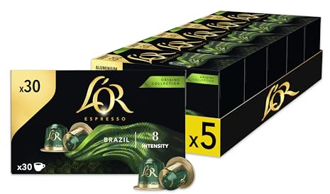 L'Or Espresso Café - 150 Capsules Brésil | Compatibles Nespresso®*, lot de 5 x 30 capsules aluminium