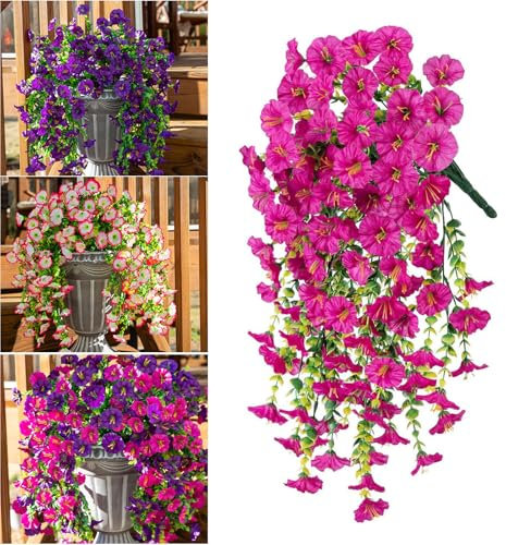 HOPASRISEE Artificial Hanging Morning Glory Flowers, 75cm Lifelike Artificial Morning Glory Hanging Plants, Uv Resistant Faux Plants Flower For Home Porch Patio Garden (B, 1PC)