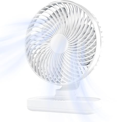 Rechargeable Fan, USB Rechargeable Oscillating Desk Fan, 4 Speed Adjustable Portable Cooler, Energy-Efficient Lightweight Cooling Device for Studio Outdoor Adventure Camping Trips Beach Trip