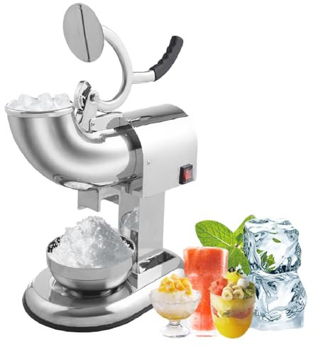 Elektrische Schneekegelmaschine Edelstahl - Eiszerkleinerer und -raspel, 350W 1420U/min mit Edelstahlklinge, Eismühlenmaschine,220V