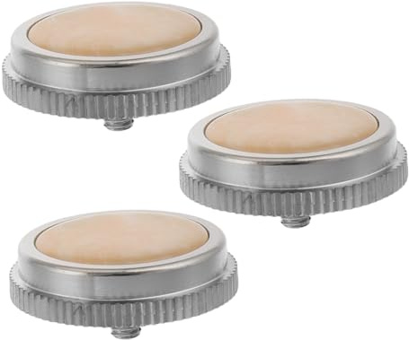 Trompetenknopf 3 Stück Ventilknöpfe mit Befestigung | Beige mit Metall und Muschel, für Tuba und Trompete, Sichere Schnapp Ausführung