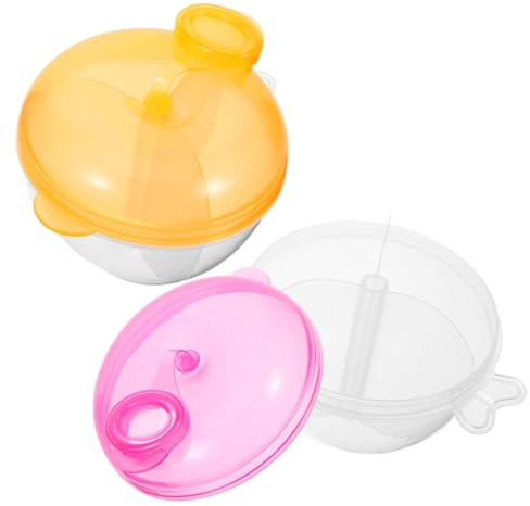 WEKAMOS 2 Milchpulver Portionierer mit Fächern Tragbarer Milchpulver Spender für Babynahrung Auslaufsicher Kompakt für in Rosa und Gelb Einfache Handhabung