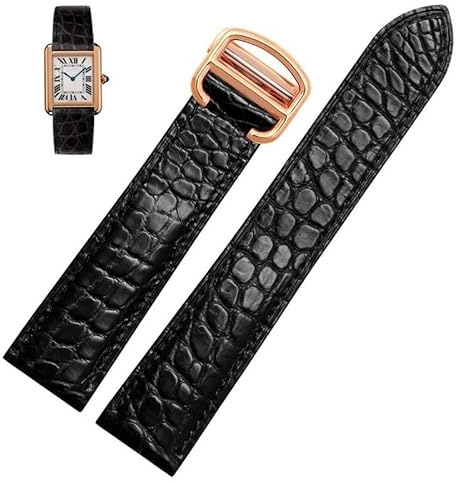 YZCIS Läderklockor för Tank Solo Ronde London Kalibo Watch Chain med fällbar spänne