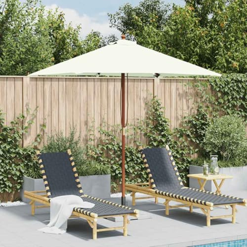 Parasol lateral para balcón, con mástil de madera, 150 x 200 cm, color blanco arena para balcón, terraza, jardín