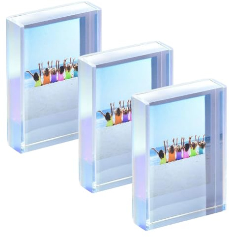 FARYODI Mini Bilderrahmen für Fujifilm Instax Mini Polaroid Film, Acryl-Bilderrahmen, 5,4 x 8,6cm cm Acrylrahmen 3 Packung, für Schule, Büro, DIY-Display
