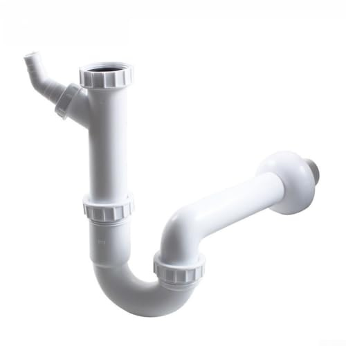 Sifone per lavello da cucina, tubo di scarico per lavello da cucina con curva a U, montaggio a parete, per collegare l'acqua di scarico della lavastoviglie, 40 mm
