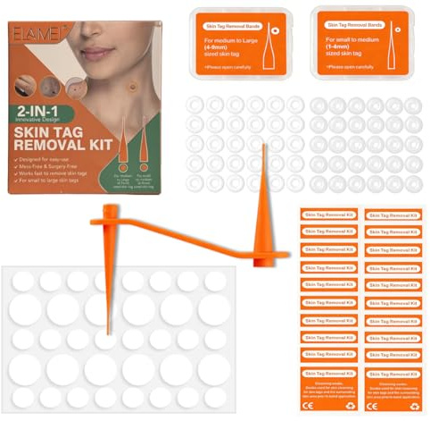 Kaipetzzz Skin Tag Removal Kit,Painless Skin Tag Remover for Face and Body,2mm-8mm Skin Tag Removal with 40 Bands,36 Repair Patches,20 Cleansing Wipes,Safe for All Skin Types