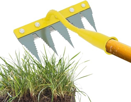 Rastrillo para césped | Herramienta Resistente para escardar - Escardadores manuales | para Exterior jardín césped Patio Macizo de Flores Invernadero vivero frutal