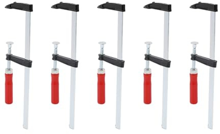 Juego de 5 abrazaderas de palanca con una mano, robustas de tipo F, para madera y metal, ideal para bricolaje y carpinteros