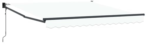 Roanoer Toldo blanco 300 x 250 x 165 cm, toldo de brazo articulado retráctil de poliéster con marco resistente, toldo de pie para jardín y terraza como dispensador de sombra flexible