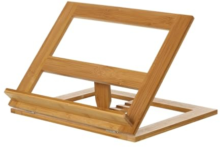 Atril de Lectura Ajustable y Plegable de Madera Bambu Natural Nórdico para Cocina Sol Nacido 33x26x22 cm