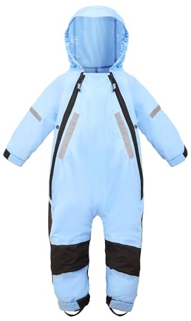 HAPIU Kids Toddler Rain Suit Muddy Buddy Waterproof Coverall,Blue,2T,Upgraded