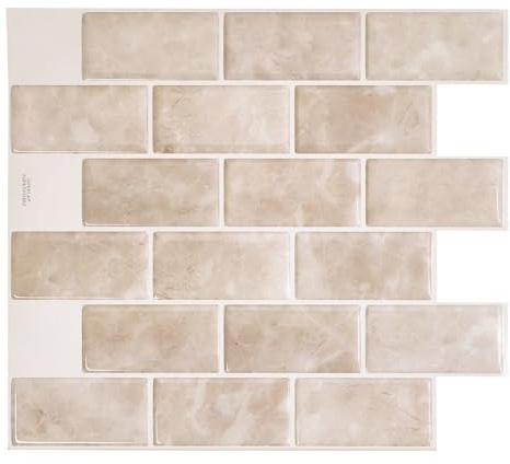 Smart Tiles - Selbstklebende Fliesen - Subway 4 x Bogen Klebefliesen à 27,81 x 24,64 cm (10,95 x 9,7) - 3D Fliesenaufkleber - Spritzschutz für Küche, Bad. | 4er-Pack (0,23 m²), Glänzend, Hitze-/feuchtebeständig, Emissionsarm A+, Küche/Bad, Ideal für Mieter, Hergestellt in Kanada
