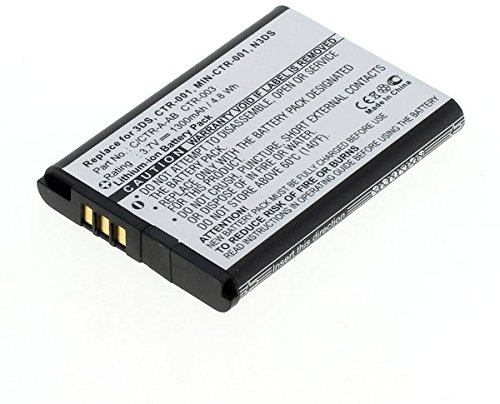 Batteria compatibile con Nintendo 3DS / 2DS / Wii U Pro Controller C/CTR-A-AB, CTR-003, CTR003 agli ioni di litio / 1300 mAh/4,81 Wh