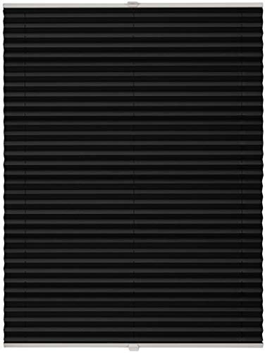ondeco Plissee Klemmfix auf Maß für alle Fenster innen, ohne Bohren, Montage Klemmträger Sonnenschutz Sichtschutz Rollo Blickdicht Schwarz B: 61-70 cm, H: 40-100 cm