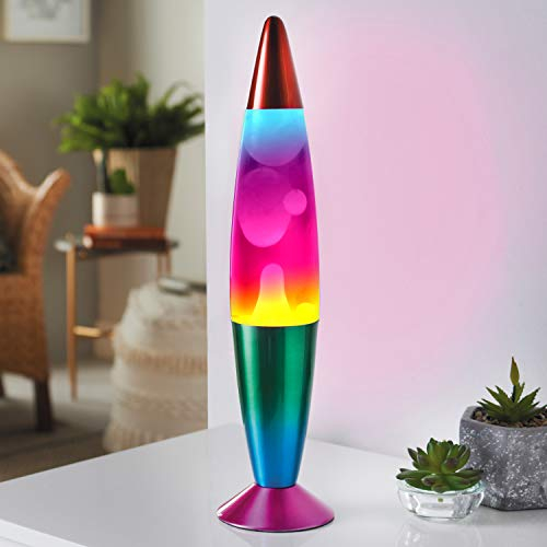 Global Gizmos 16” Rainbow Lava Lamp 40cm Tall | Retro Nostalgia | Relaxing Motion Wax Light | Decorative Illumination | Sensory Light