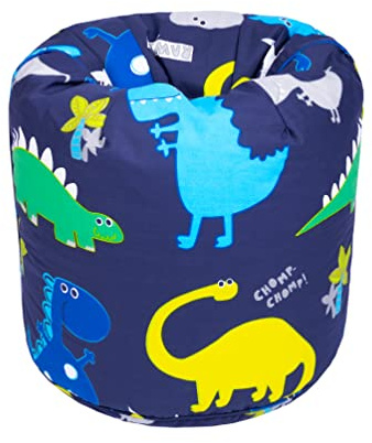 Ready Steady Bed Puff Infantil | Cómodo Puff niños para Interiores y Exteriores | Puf para niños Resistente al Agua | Diseño ergonómico Puff Infantiles | Puff con Relleno Incluido (Dino Dark)