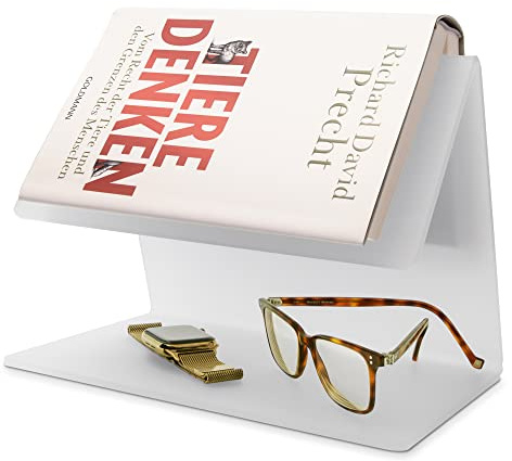 Buchständer als Book-Butler aus satiniertem PLEXIGLAS. Schöner Designer Buchhalter, Bibelständer, Buchaufsteller als Lesehilfe, Leseständer für den Nachttisch oder als Kochbuchhalter, Kochbuchständer