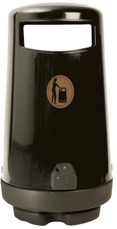 Glasdon Topsy 2000 Outdoor Litter Bin 90L Street Bin (Black - Paving Slab) | Keyed locking system, Metal Liner, Paving slab fixings, Traditional design, Weather resistant, Lift off body, 90 Litre Bin