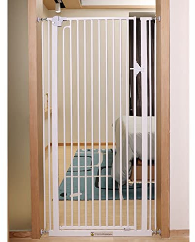 PBZLL 100 cm hohes, automatisch schließendes Baby-Sicherheitsgitter, extra breites Durchgangs-Hundegitter mit Druck- oder Hardwarehalterung, für Treppen, Türen und Flure, Weiß