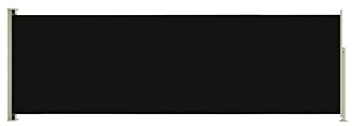 Tidyard Seitenmarkise Ausziehbar, Seitenwandmarkise Seitenrollo Sonnenschutz Sichtschutz Windschutz Markise für Balkon Terrasse Garten 200x600 cm Schwarz