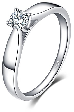 JewelryPalace Zirkonia Verlobungsring Eheringe Promise Verlobung Ring Silber 925 Damen, Solitärring Silberringe Trauringe Damenring Hochzeitsringe Antragsring Entouragering Ringe, Damen Schmuck 55