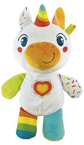 Clementoni- My Little Unicorn-Play and Learn Peluche, Interactivo para niños pequeños, luz y Sonidos, Aprendizaje para bebés, Juguetes de Actividad Durante 6 Meses, Multicolor, Medium (61383)