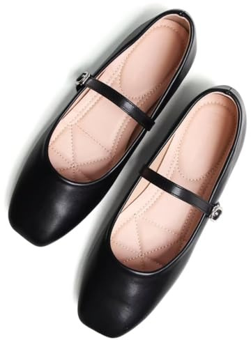 TN TANGNEST Womens Casual Flats Fashion Chain Pointed Toe Ballet Rhinestone Flat Comfort Slip On Dress Shoes Black 40(8.5)