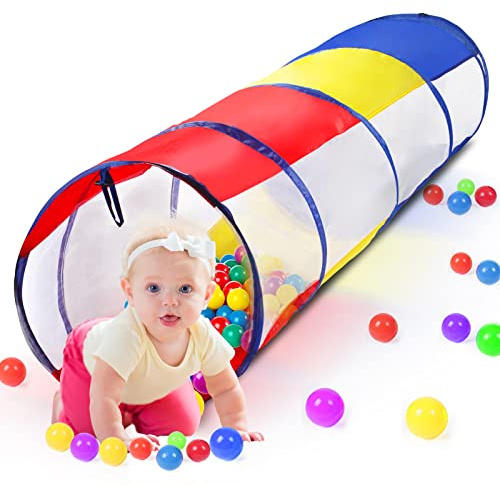 WEEKSUN Haustier Tunnel， 180 cm Spieltunnel， Krabbeltunnel Mit Atmungsaktivem Netzfenster, Pop-up-Design mit Tragetasche, Tunnel für All Kleinen, Innen&Außenbereich (Ø 46 cm)