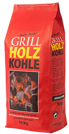 10kg Holzkohle Premium Holzkohle Unsere Beste 100% Made IN Germany Grillkohle Grillbriketts für Kugelgrill Holzkohlegrill Smoker Briketts Grill Kohle